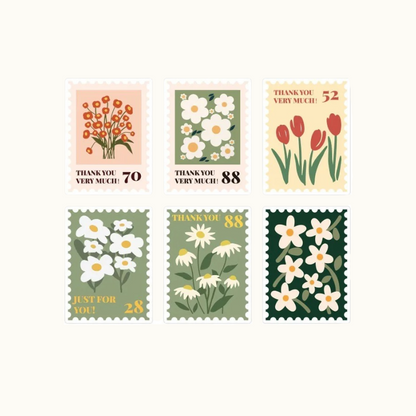 Floral Thank You Stickers – Square Stamp