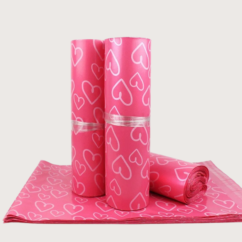 Pink Heart Poly Mailing Bags - 2 shades