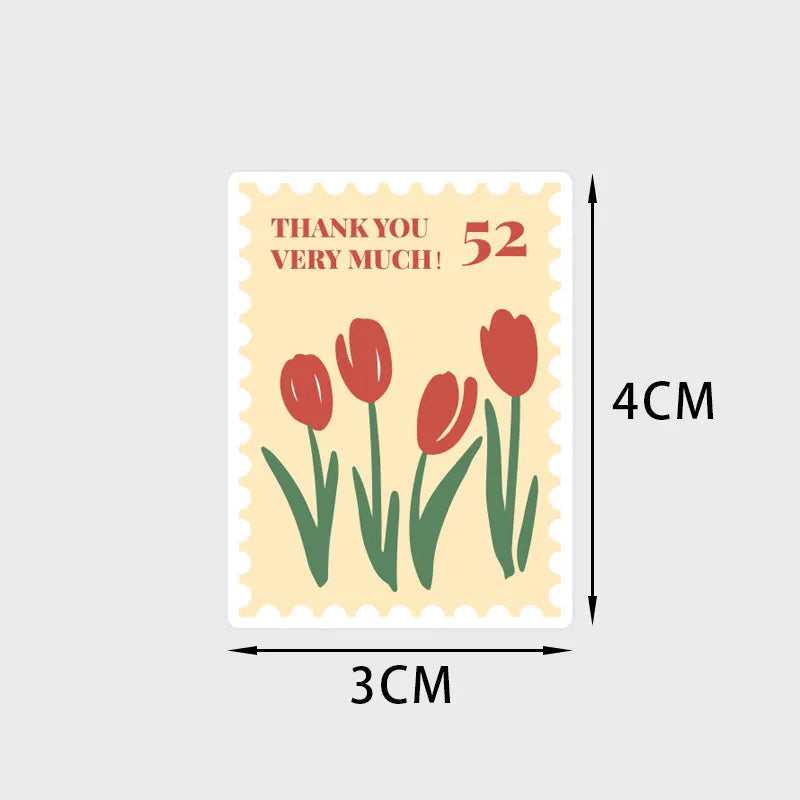 Floral Thank You Stickers – Square Stamp