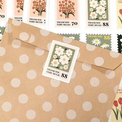 Floral Thank You Stickers – Square Stamp