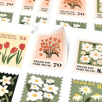 Floral Thank You Stickers – Square Stamp