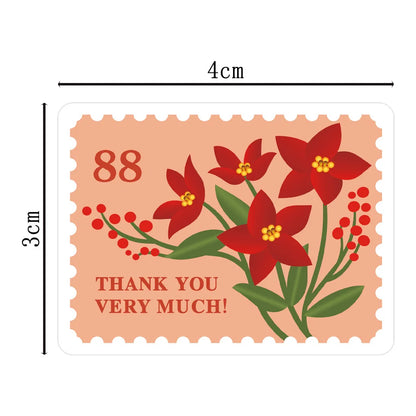 Floral Mail Pattern Thank You Sticker